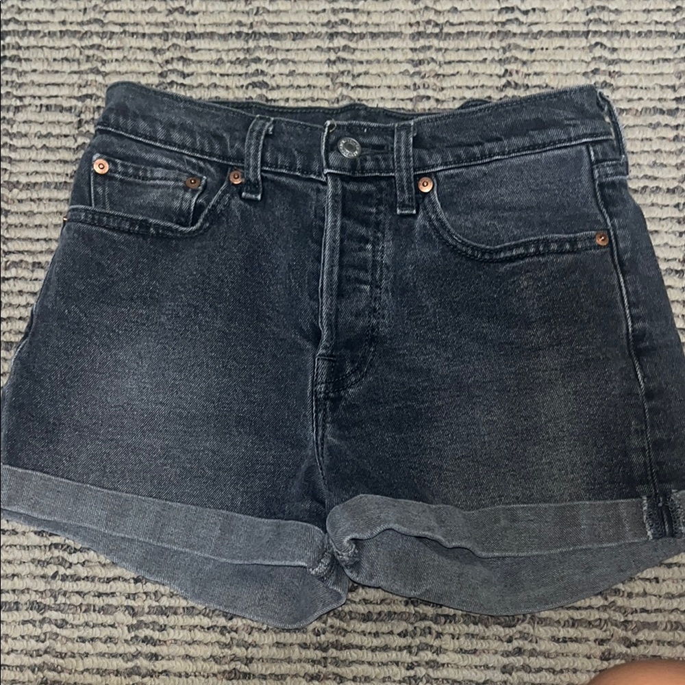 Levi's Black High-Waisted Jean Shorts with Cuffed Hem